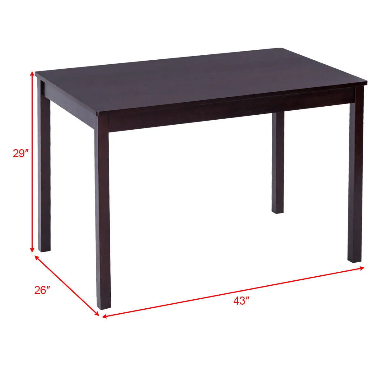5PCS Solid Pine Wood Dining Set Table and 4 Chairs