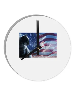 All American Cat 10 InchRound Wall Clock  by TooLoud