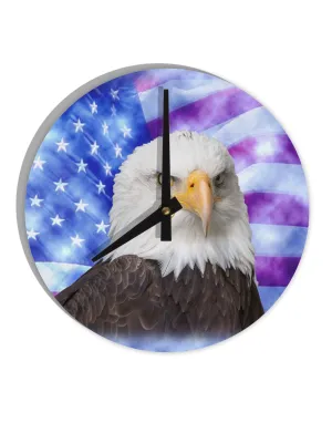All American Eagle All Over 10 InchRound Wall Clock  All Over Print by TooLoud