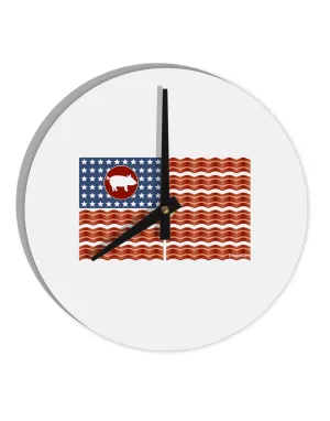American Bacon Flag 10 InchRound Wall Clock