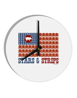American Bacon Flag - Stars and Strips 10 InchRound Wall Clock