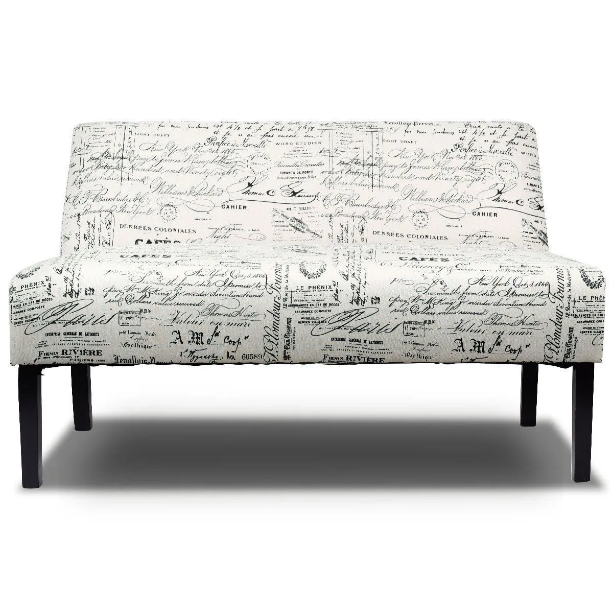 Armless Loveseat Sofa Fabric Settee Bench Bed Chair Wooden Leg