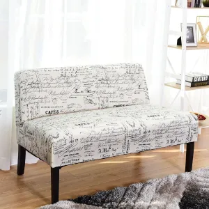 Armless Loveseat Sofa Fabric Settee Bench Bed Chair Wooden Leg