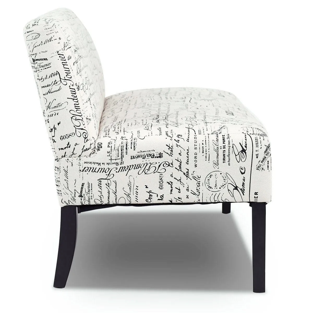 Armless Loveseat Sofa Fabric Settee Bench Bed Chair Wooden Leg