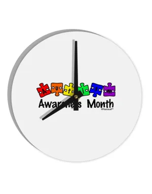 Autism Awareness Month - Colorful Puzzle Pieces 10 InchRound Wall Clock  by TooLoud