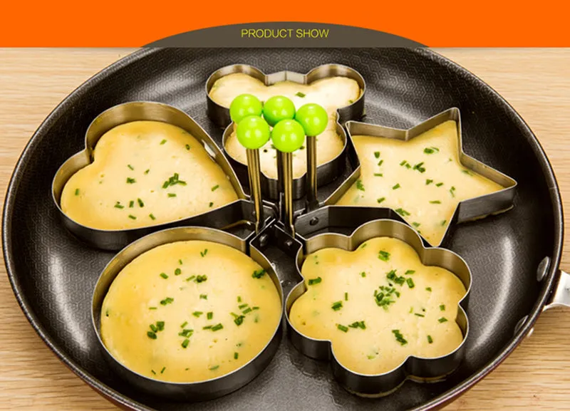 Baking utensils stainless steel omelet creative steamed poached egg love-shaped omelette mold flower lunch model