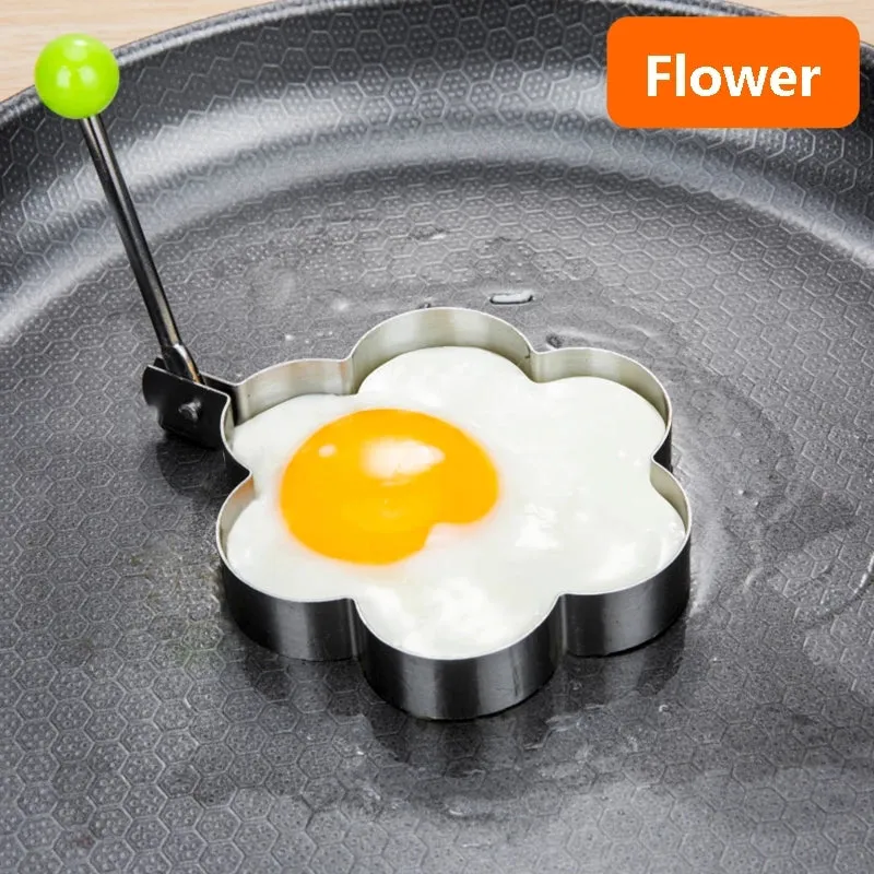 Baking utensils stainless steel omelet creative steamed poached egg love-shaped omelette mold flower lunch model
