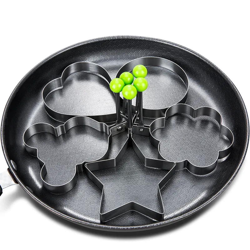 Baking utensils stainless steel omelet creative steamed poached egg love-shaped omelette mold flower lunch model