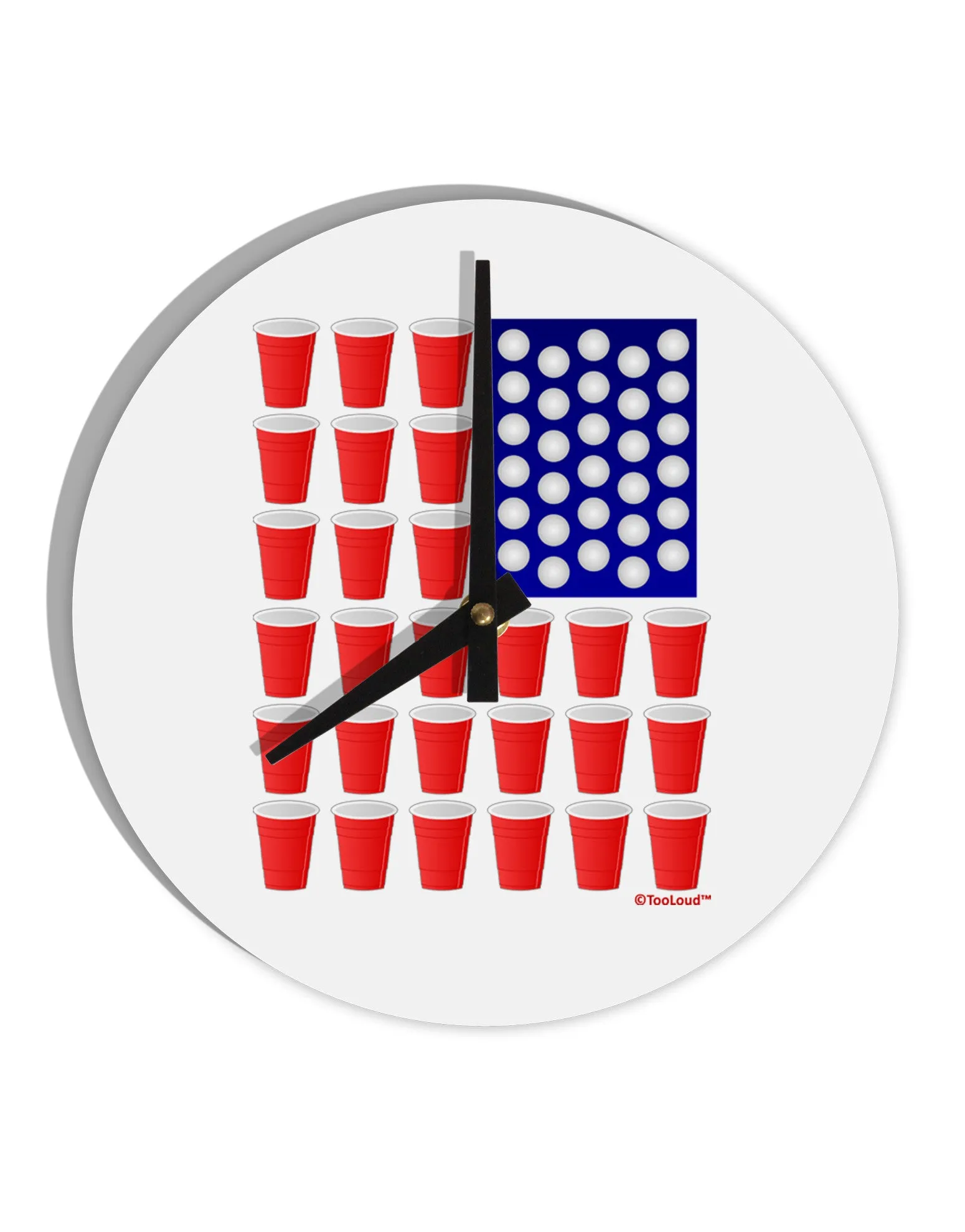 Beer Pong Flag 10 InchRound Wall Clock
