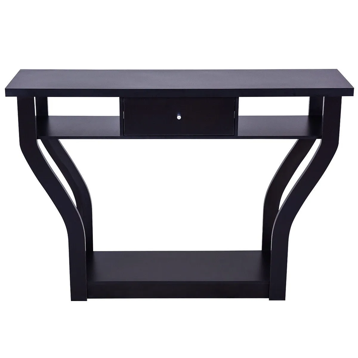 Black Accent Console Table Modern Sofa Entryway Hallway Hall Furniture W/Drawer