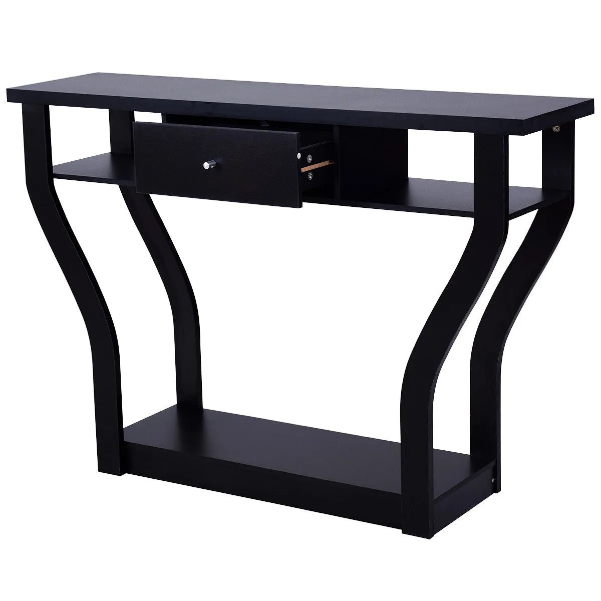Black Accent Console Table Modern Sofa Entryway Hallway Hall Furniture W/Drawer