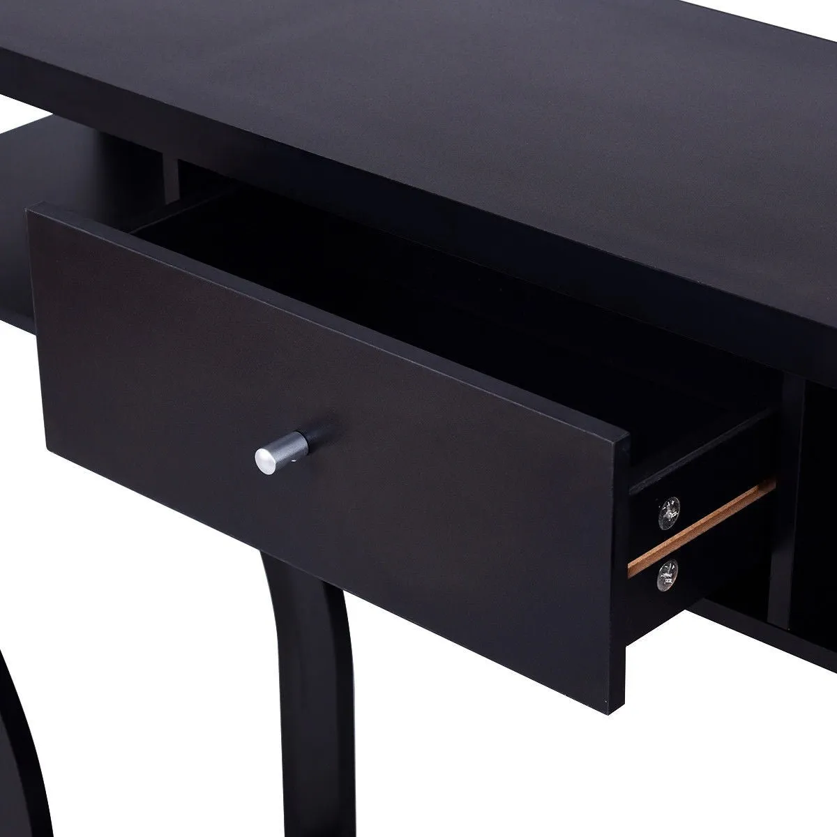 Black Accent Console Table Modern Sofa Entryway Hallway Hall Furniture W/Drawer