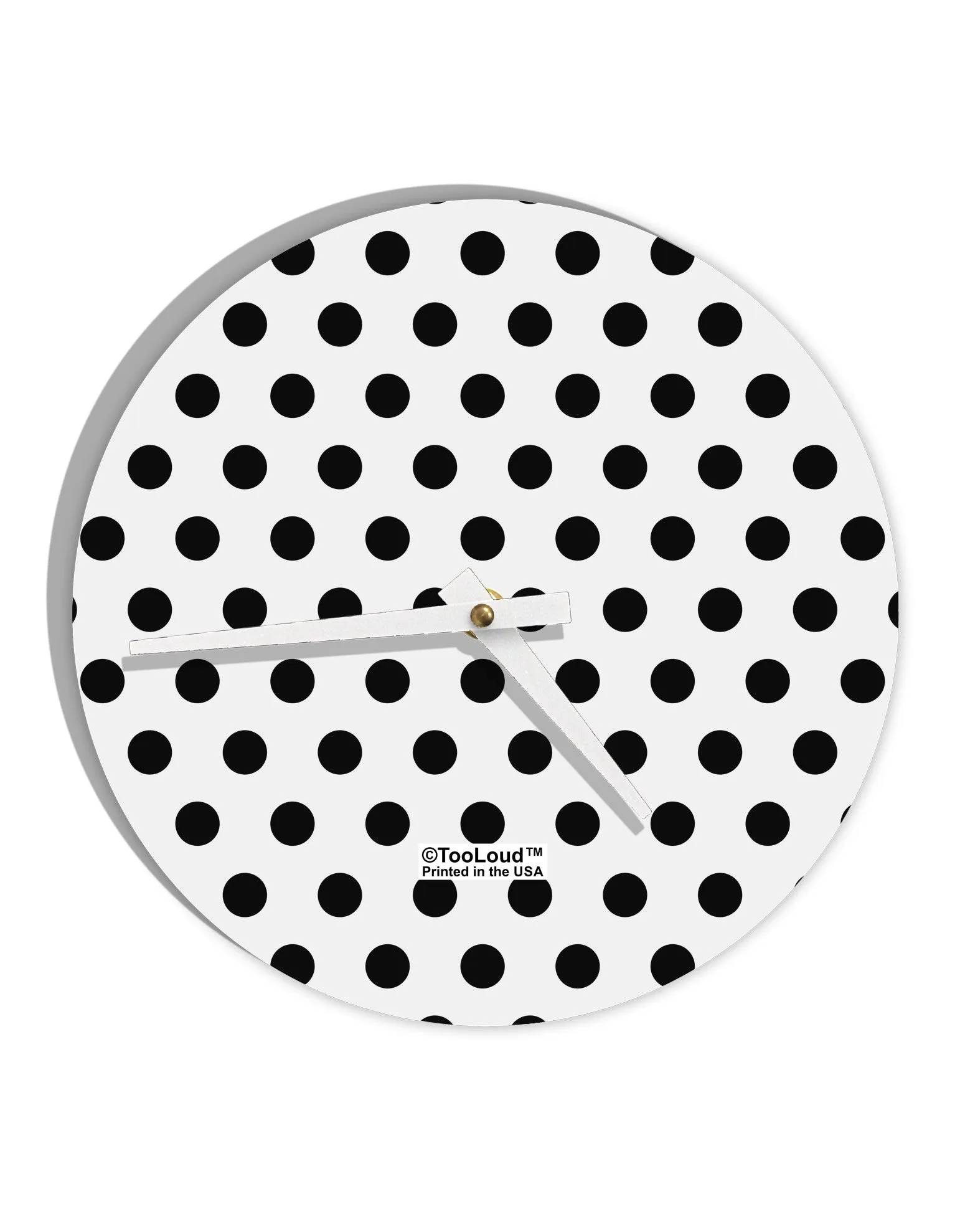 Black Polka Dots on White 10 InchRound Wall Clock  All Over Print by TooLoud