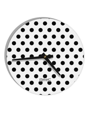 Black Polka Dots on White 10 InchRound Wall Clock  All Over Print by TooLoud