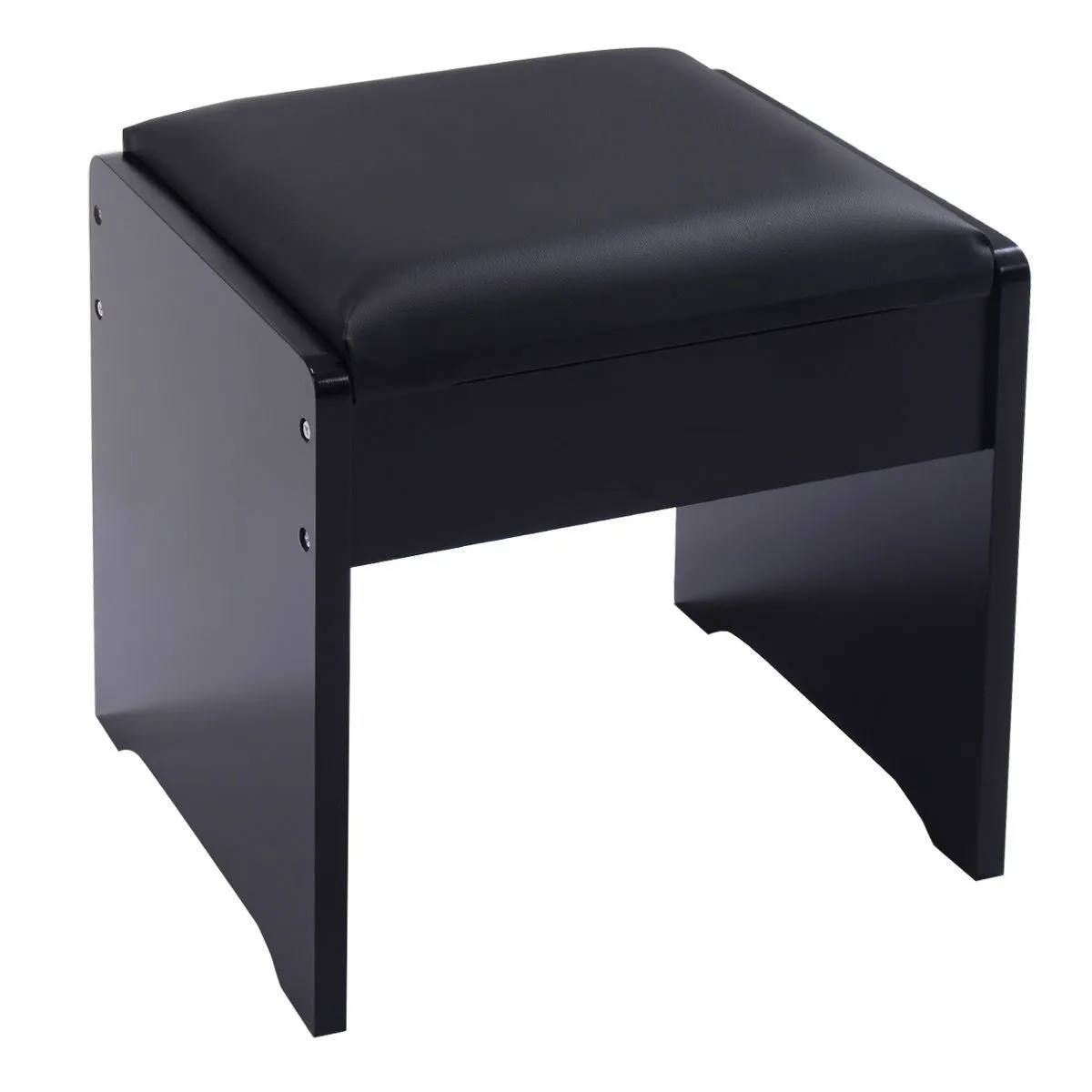 Black Vanity Dressing Table Set Mirrored W/Stool &Storage Box