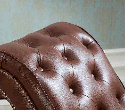 Classic Leather Chaise Lounge Sofa With Pillow Living Room Furniture