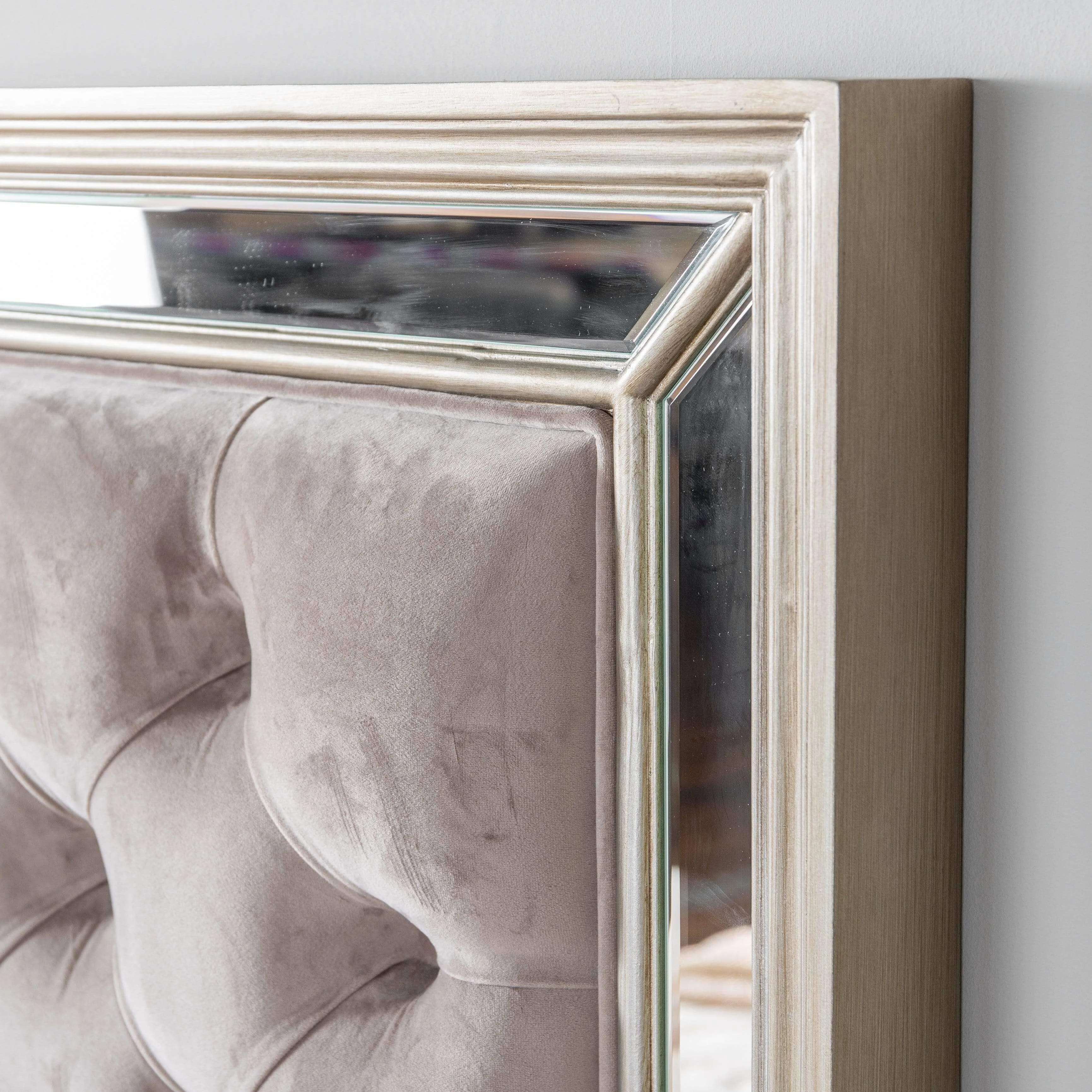 Clio King Size Velvet Mirrored Bedframe - Taupe