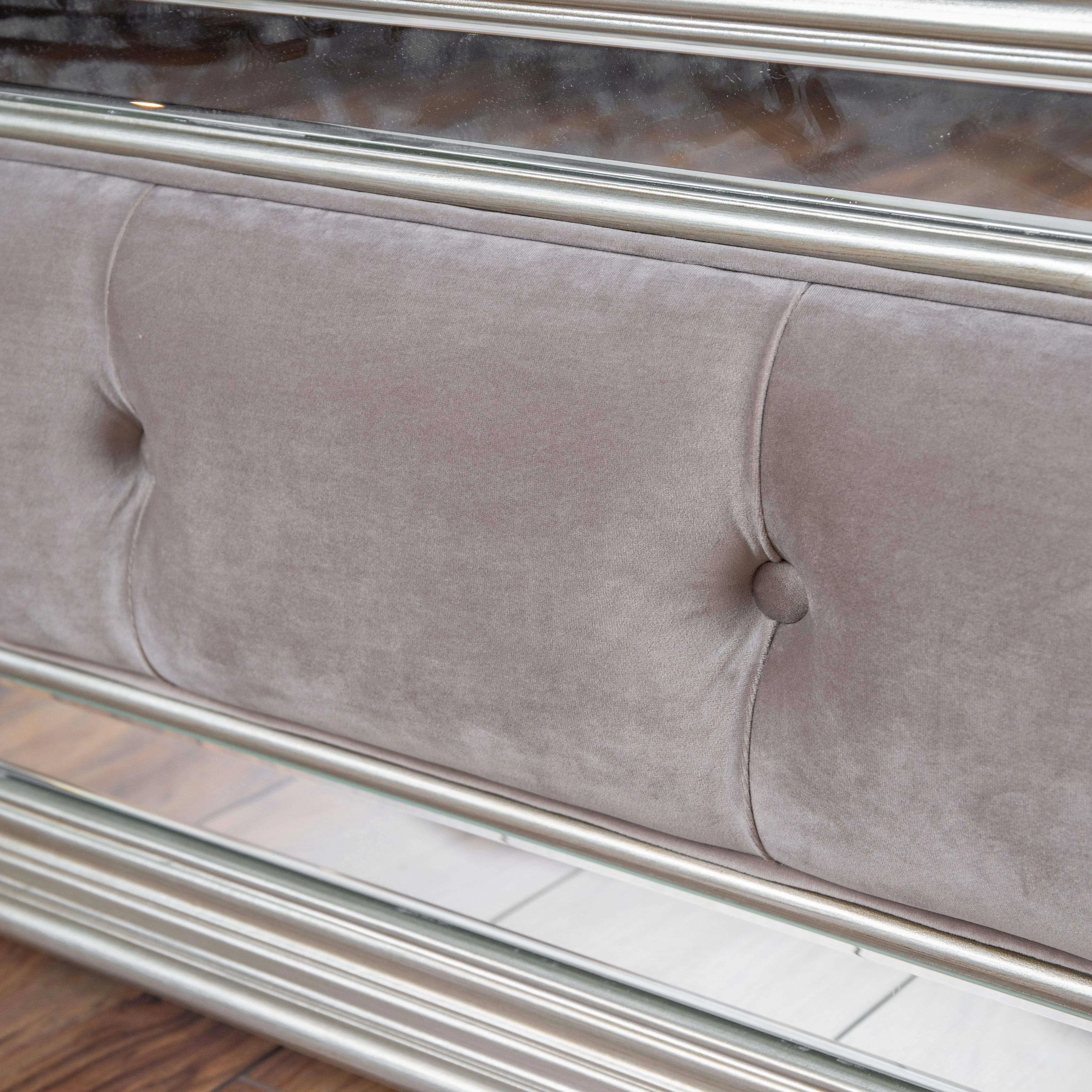 Clio King Size Velvet Mirrored Bedframe - Taupe