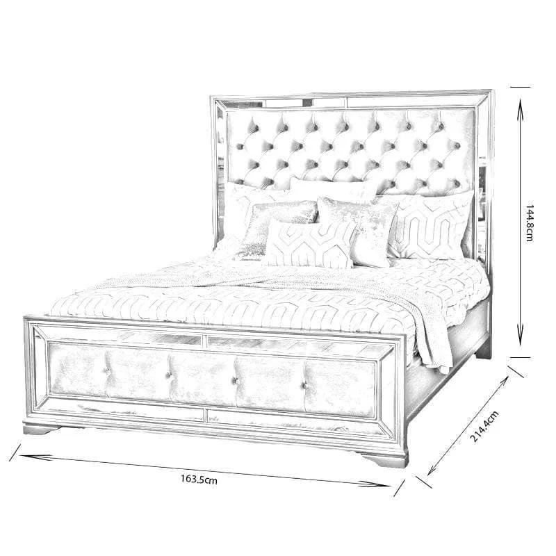 Clio King Size Velvet Mirrored Bedframe - Taupe