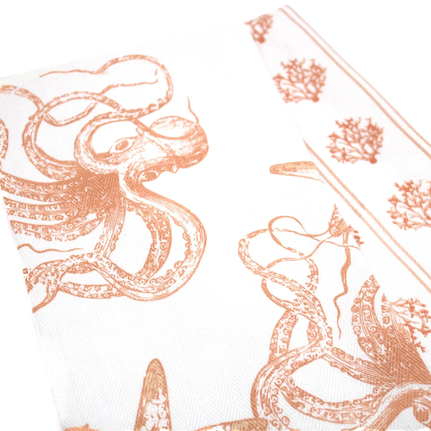 Coral Octopus Kitchen Towel Set