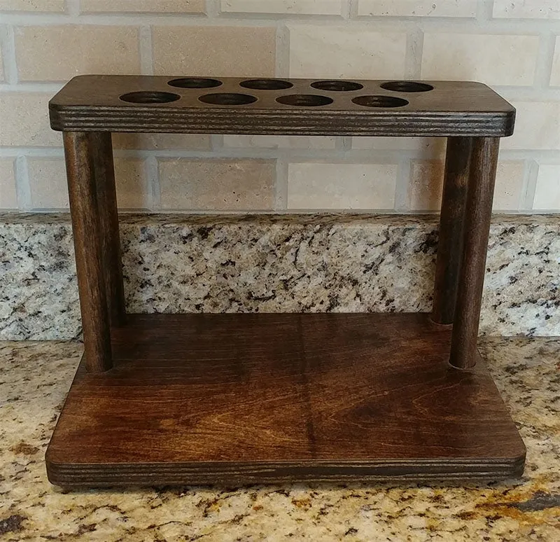Counter Caddies™ - Walnut-Stained Straight Shelf - w/ K-Cup Holes - 12" Length