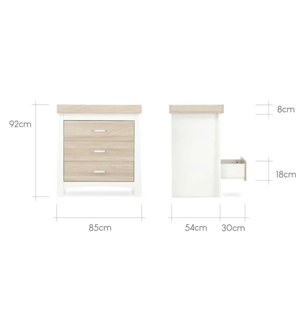 CuddleCo Ada 3 Piece Nursery Furniture Set - White/Ash