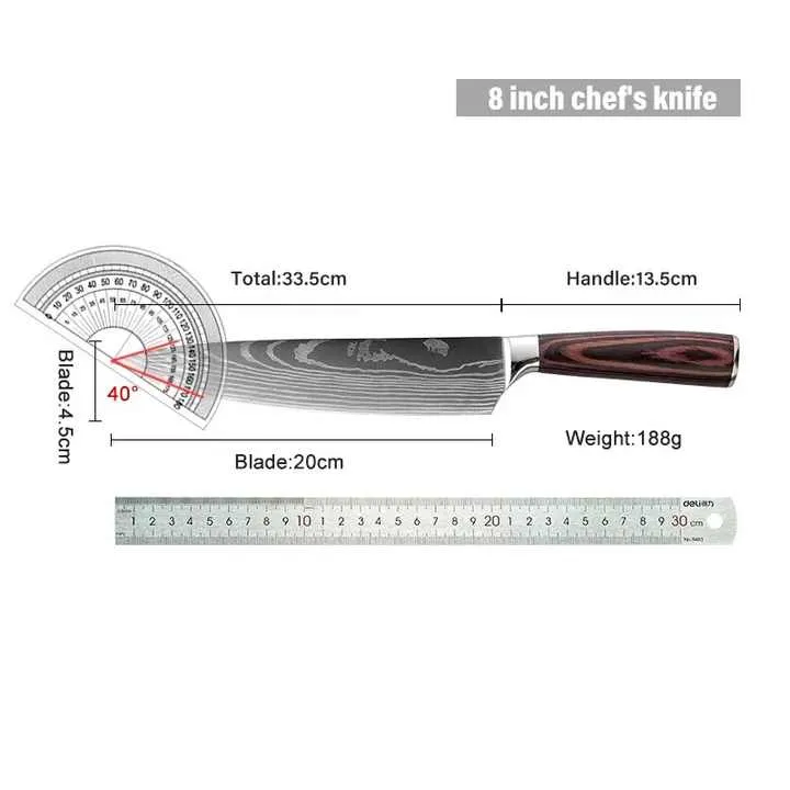 Damascus Stainless Steel -مجموعة سكاكين
