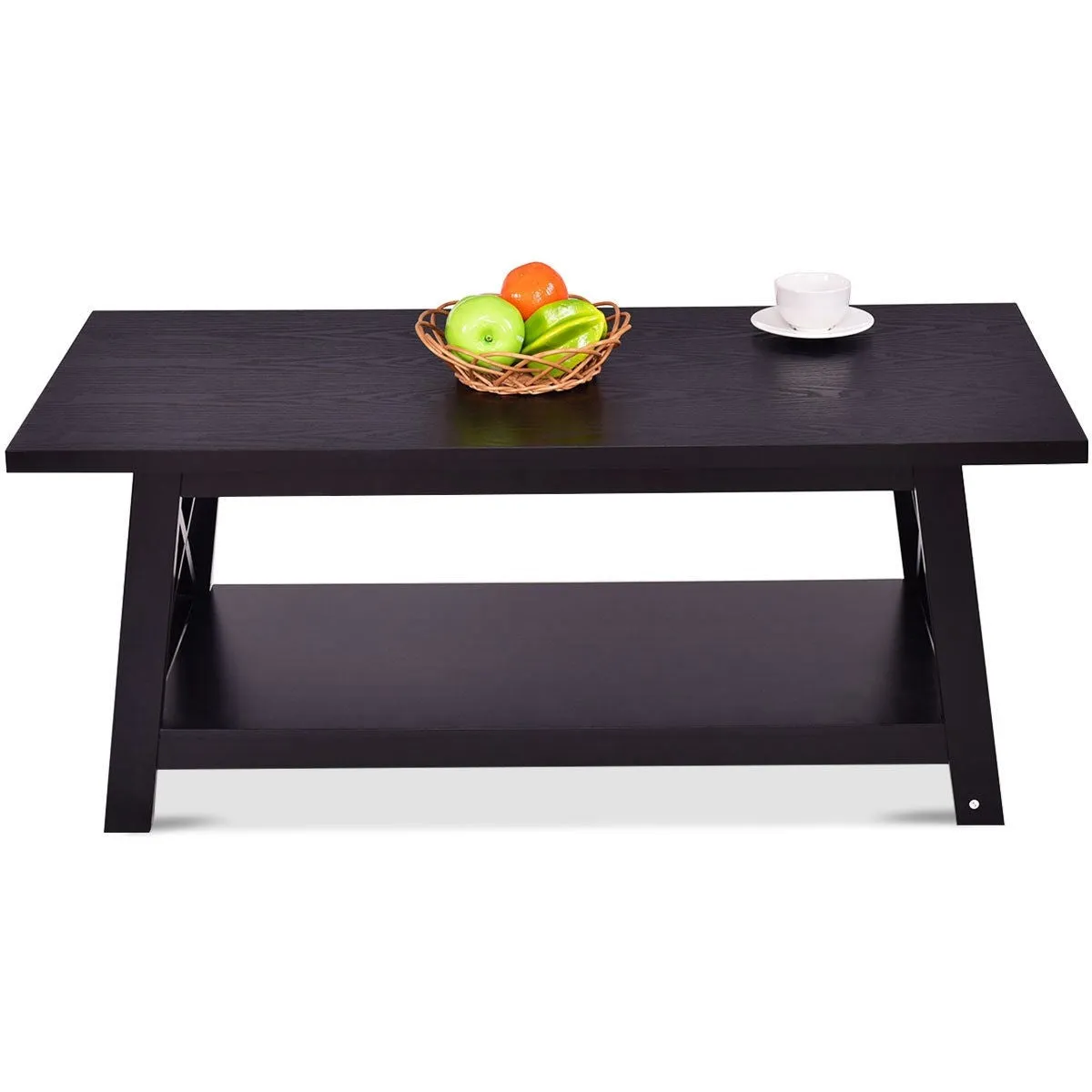 Durable Rectangular Coffee Table with Storage Shelf