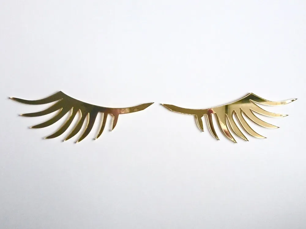 Eyelash Wall Decals - Mirrored Silver