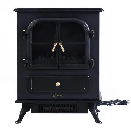 Free Standing Electric 1500W Fireplace Heater Fire Flame Stove Wood Adjustable