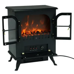 Free Standing Electric 1500W Fireplace Heater Fire Flame Stove Wood Adjustable