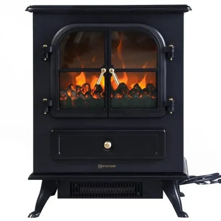 Free Standing Electric 1500W Fireplace Heater Fire Flame Stove Wood Adjustable