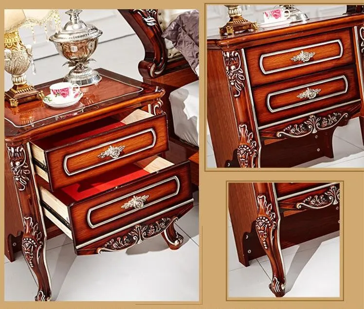 French Modern Luxurious Carved Solid Wood   1.8 m Bed