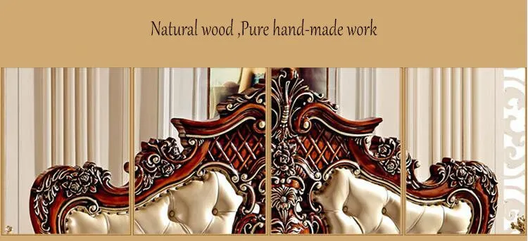 French Modern Luxurious Carved Solid Wood   1.8 m Bed