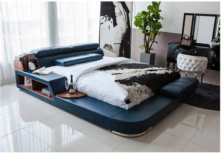 Genuine Leather  Modern Soft Beds Home Bedroom Furniture