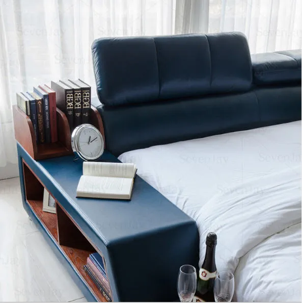 Genuine Leather  Modern Soft Beds Home Bedroom Furniture