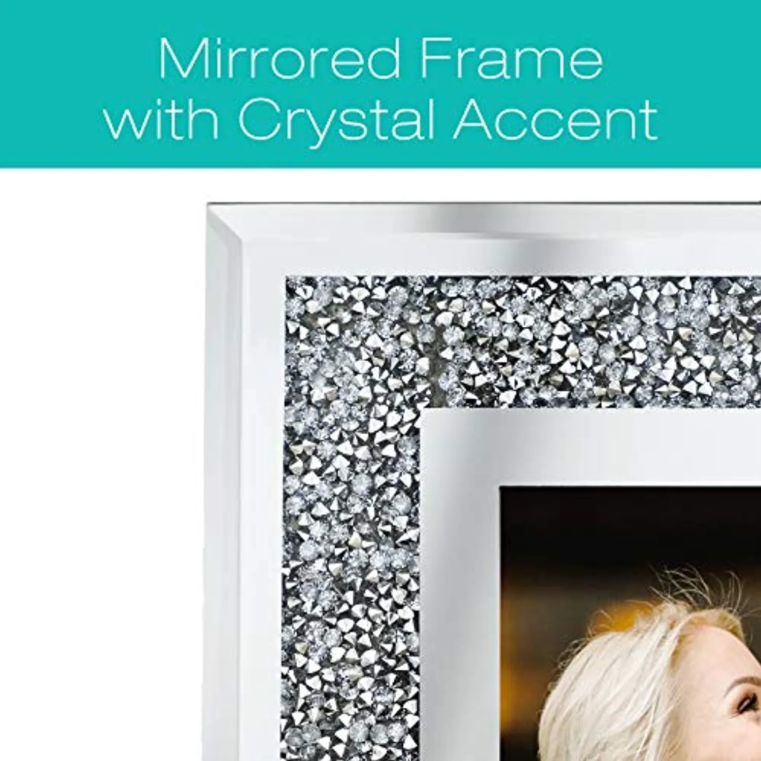 Glass Mirror with Sparkling Crystal Boarder