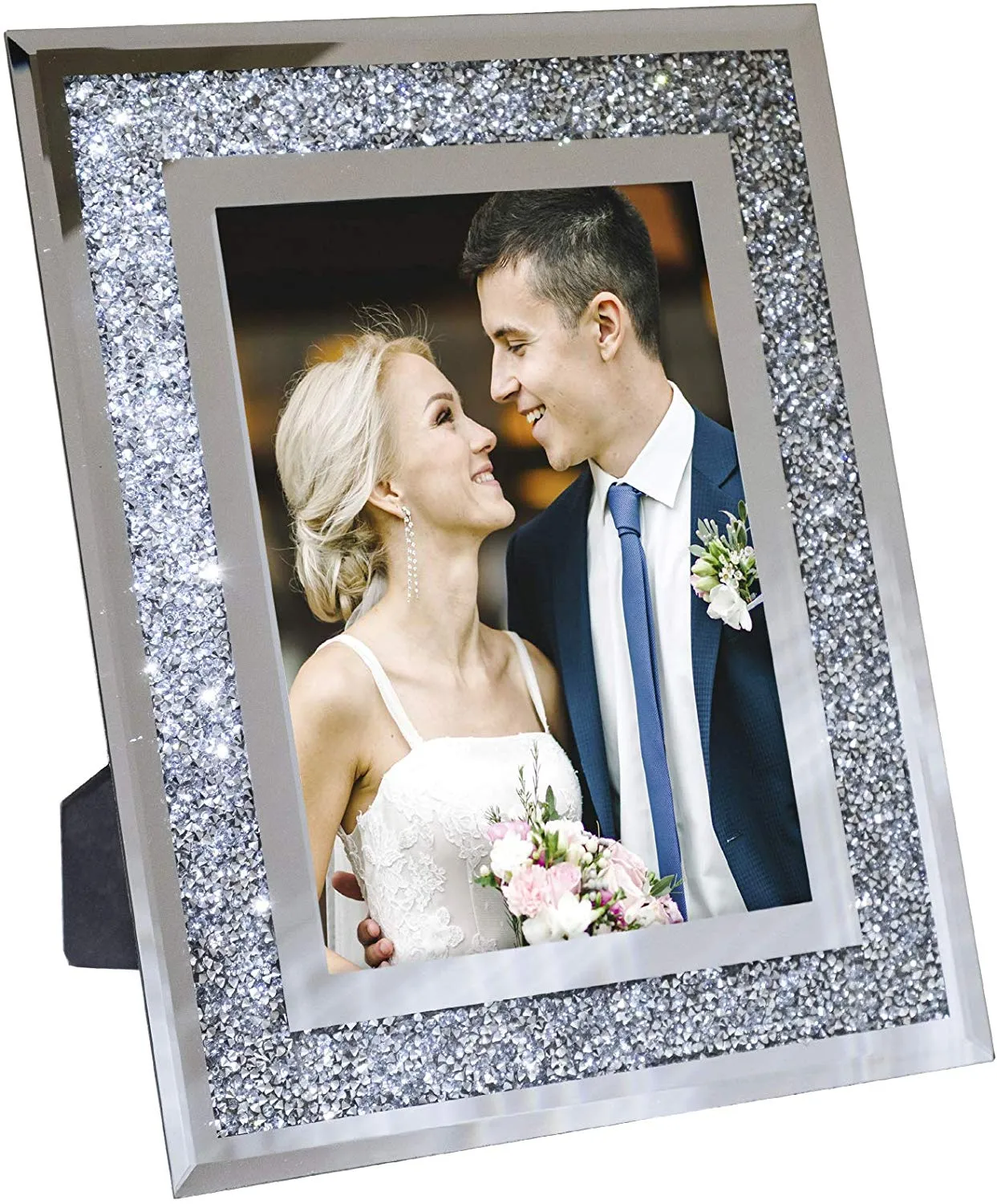 Glass Mirror with Sparkling Crystal Boarder