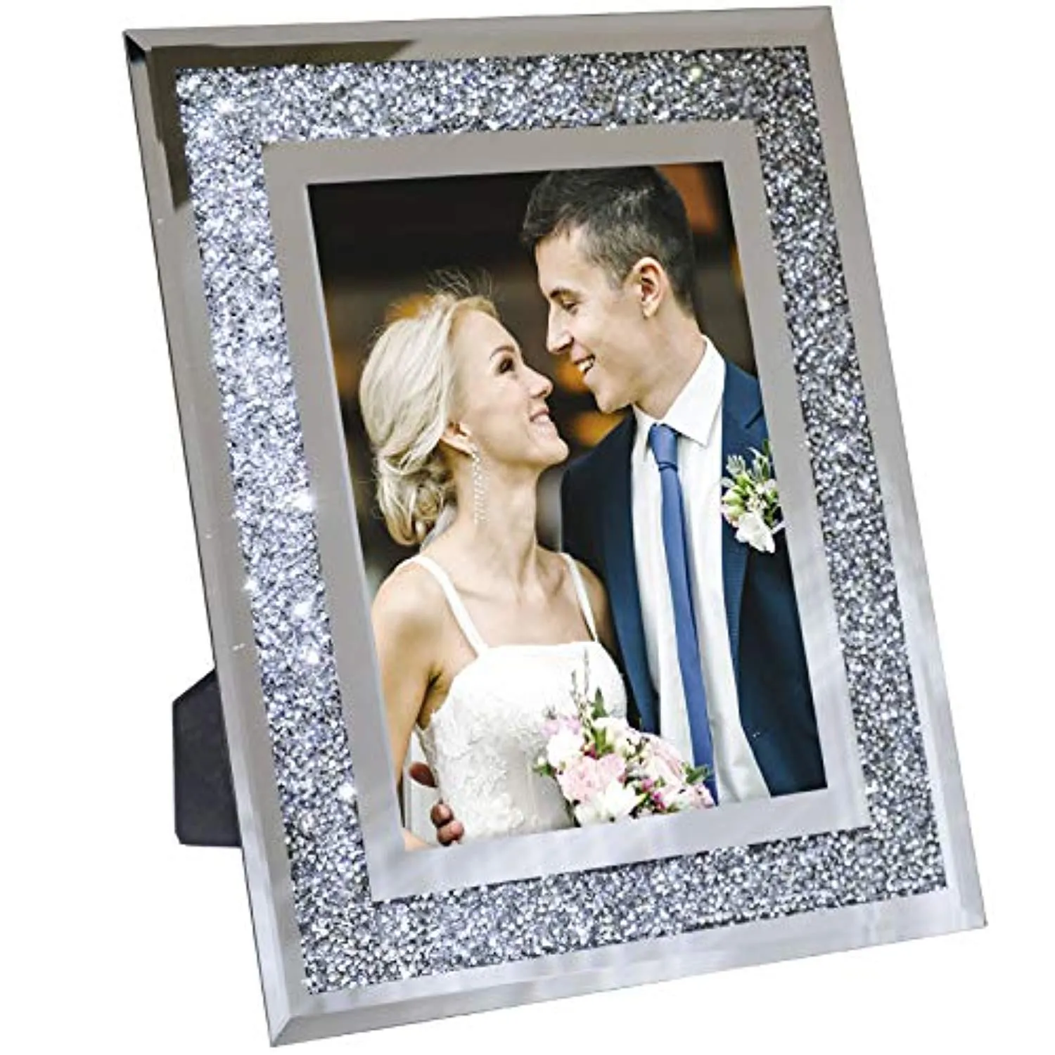 Glass Mirror with Sparkling Crystal Boarder