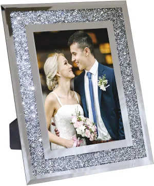 Glass Mirror with Sparkling Crystal Boarder
