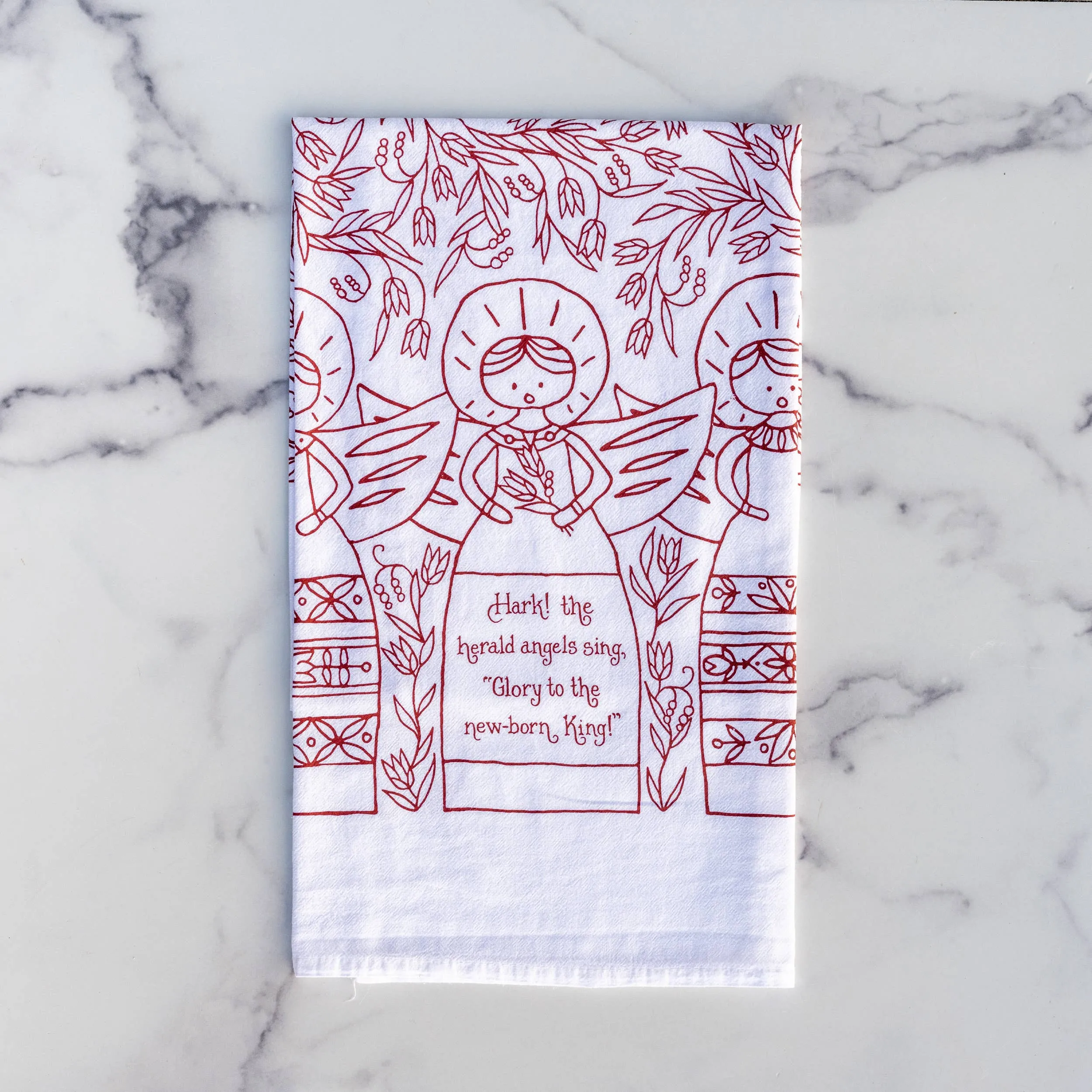Hark! The Herald Angels Sing Christmas Hymn Tea Towel