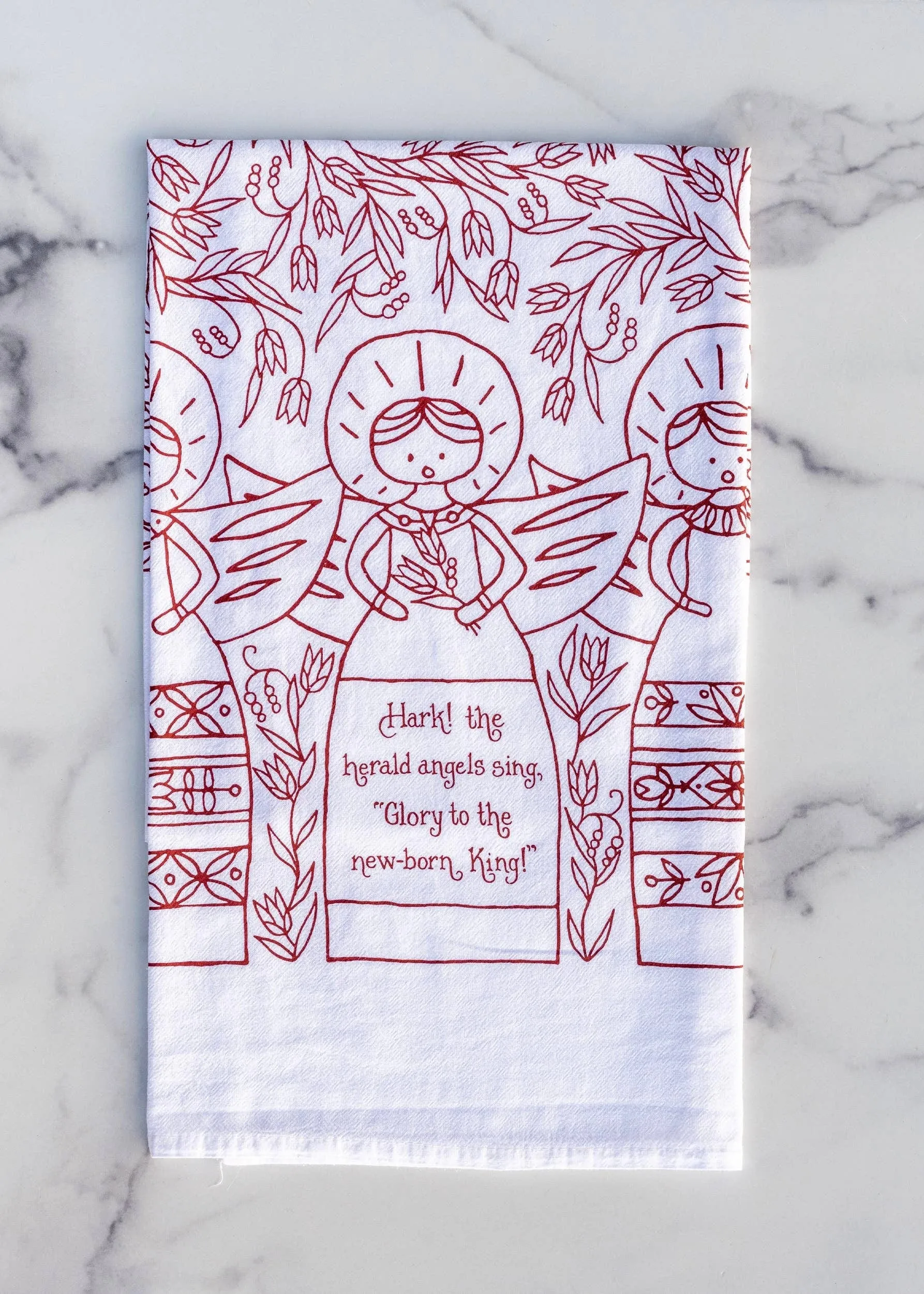 Hark! The Herald Angels Sing Christmas Hymn Tea Towel