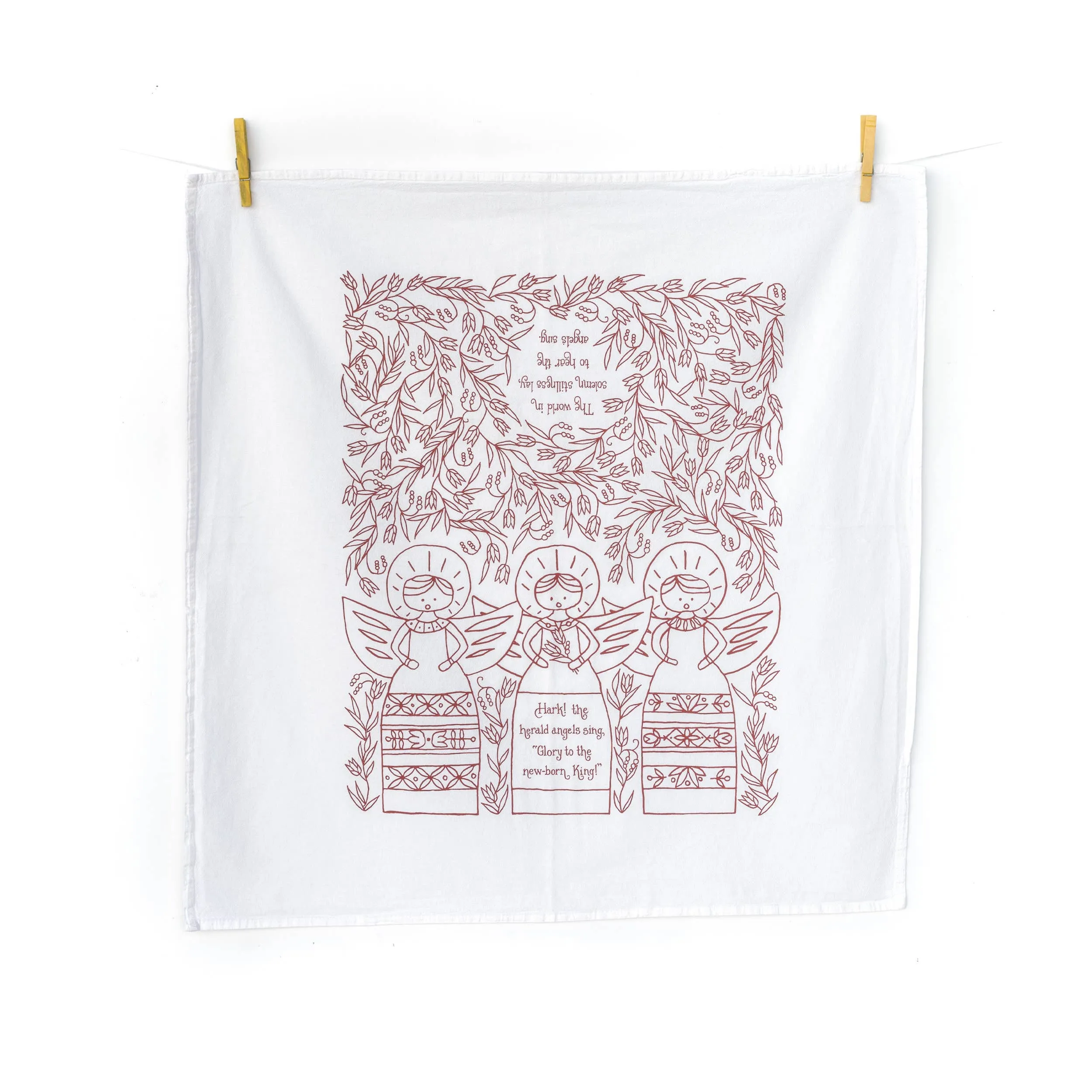 Hark! The Herald Angels Sing Christmas Hymn Tea Towel