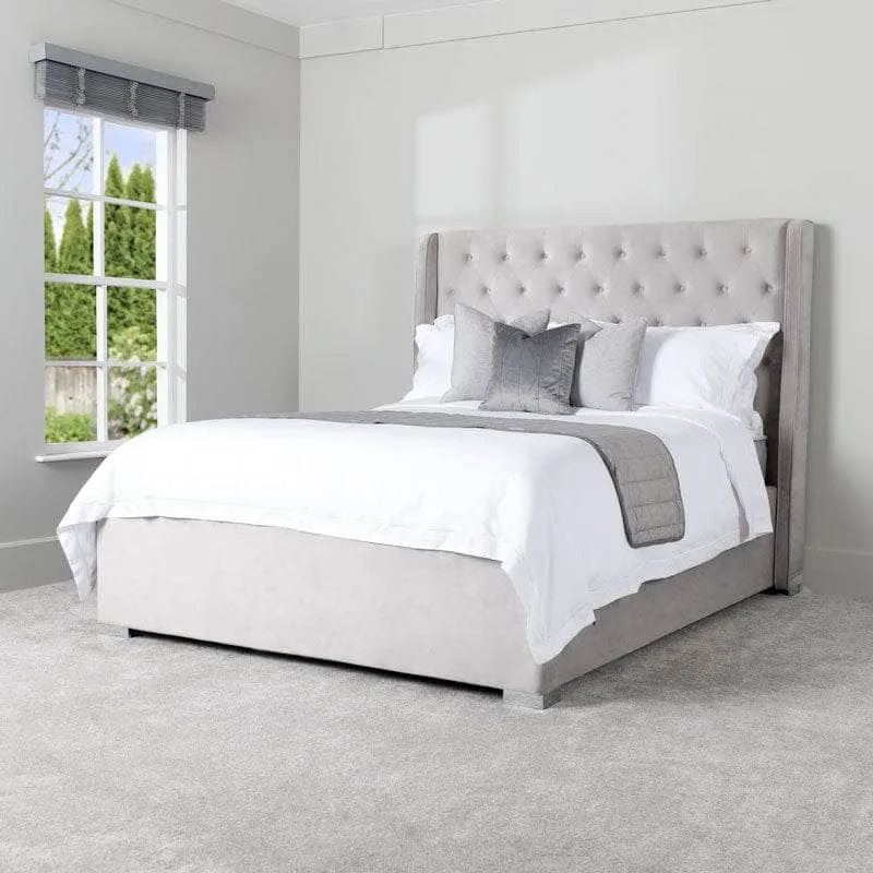 Mayfair King Size Fabric Bedframe - Silver