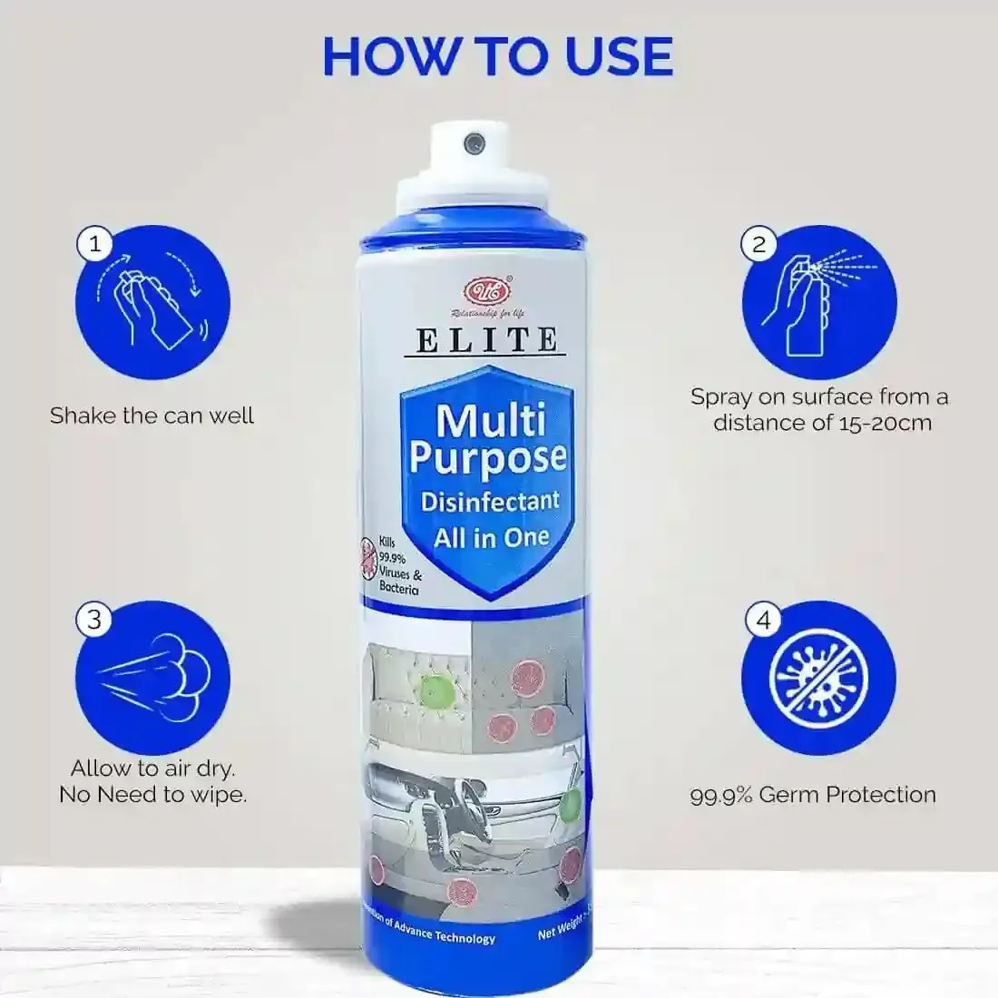 Multi Purpose Disinfectant Sanitizer Spray Bottle - Kill 99.9% Germs