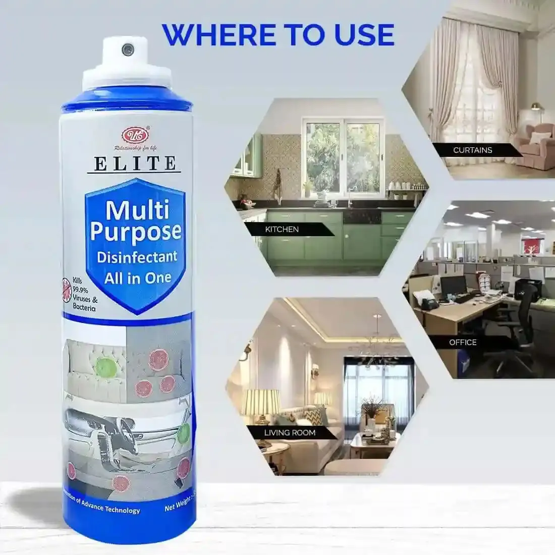Multi Purpose Disinfectant Sanitizer Spray Bottle - Kill 99.9% Germs