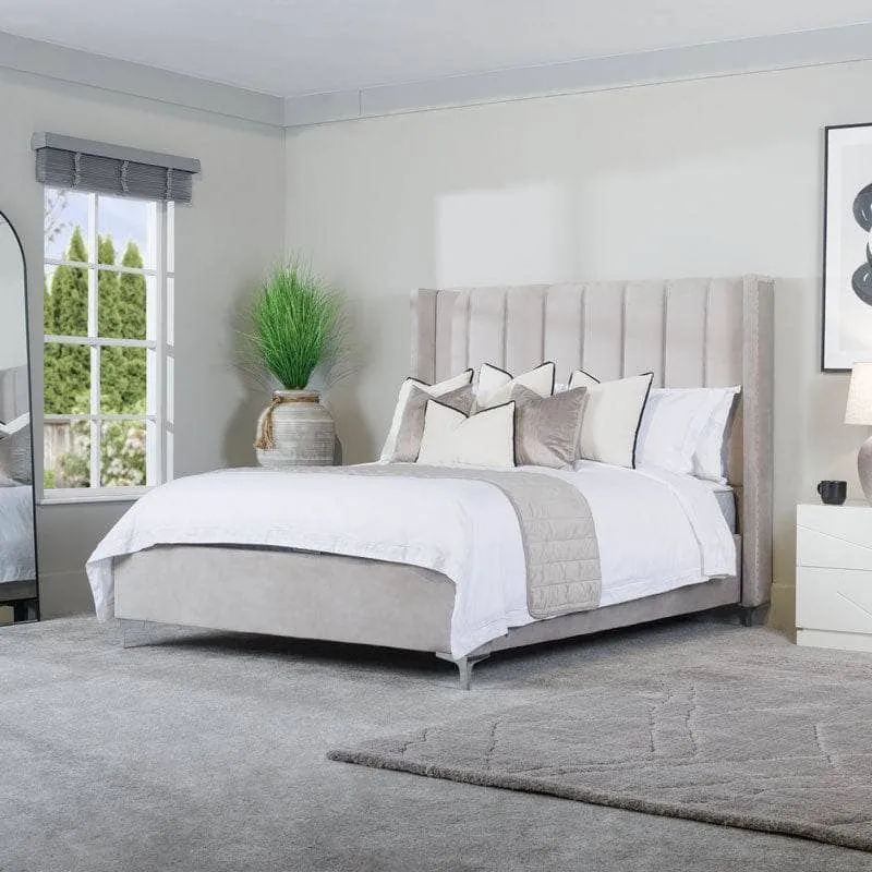 Panther Silver Fabric King Size Bed Frame