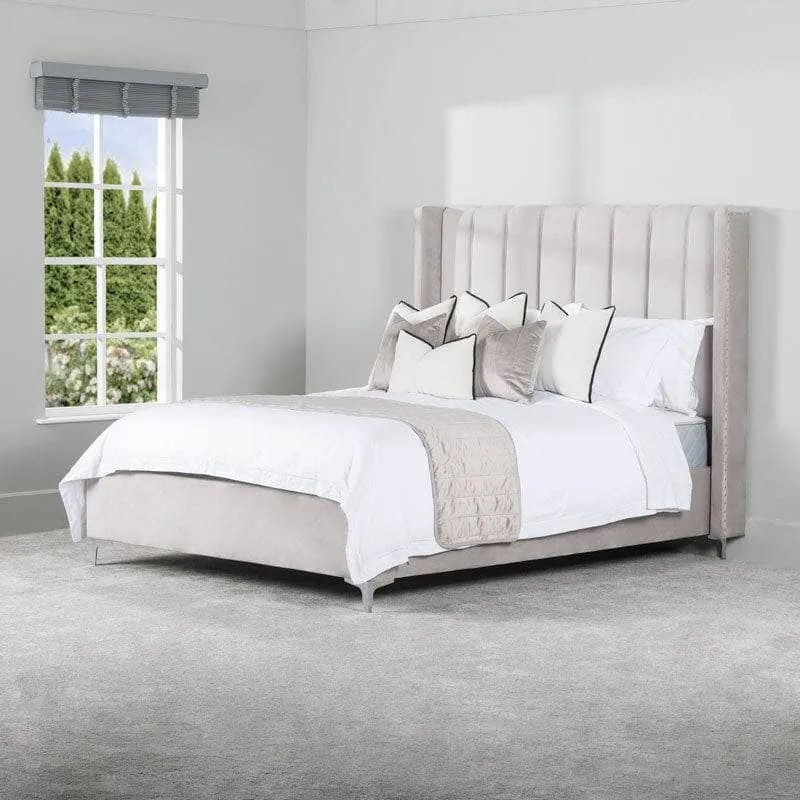 Panther Silver Fabric King Size Bed Frame