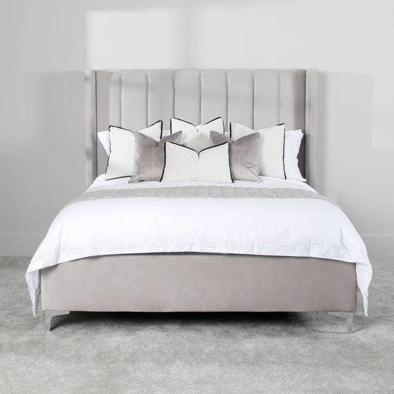 Panther Silver Fabric King Size Bed Frame