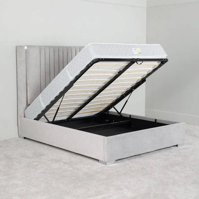 Poppy King Size Ottoman Bed - Silver